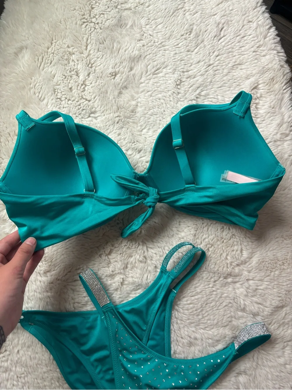 NWOT Victoria’s Secret Bombshell Rhinestone Bikini Set in Teal